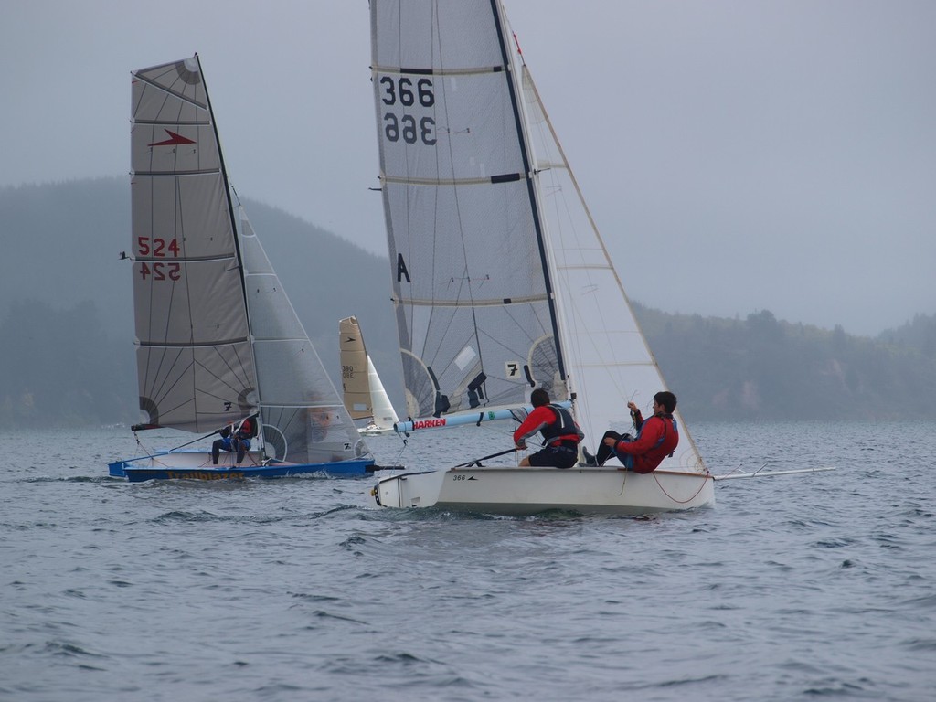 Close racing in light airs and occasional drizzle - Rotoiti Spring Sprints 2010 © Nadine Moeller